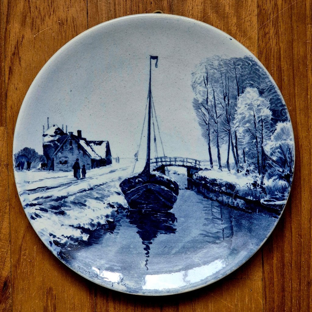 Antiek delfts blauw wandbord, model 138. Louis Apol, Antiek en Kunst, Antiek | Wandborden en Tegels, Ophalen of Verzenden
