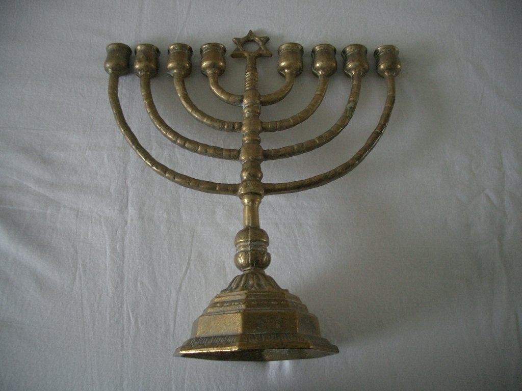 menora kandelaar antiek brons israel jodendom sfeer religie, Ophalen of Verzenden, Koper of Brons