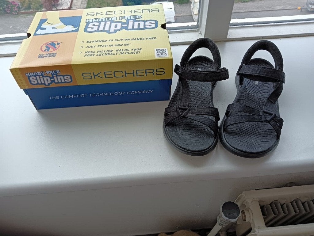 Skechers instap sandalen, Ophalen, Skechers, Zwart, Sandalen of Muiltjes