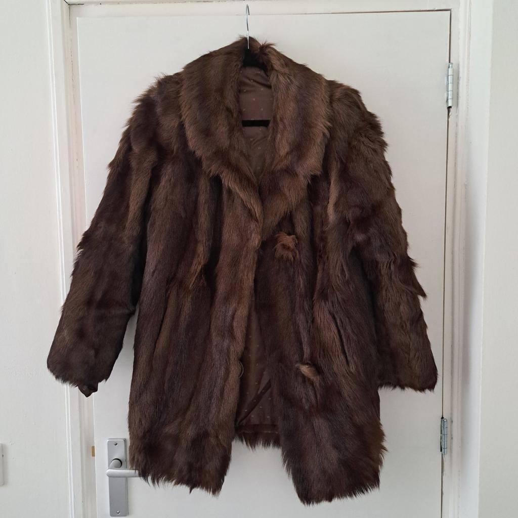 Vintage Nerts bontjas L/XL bruin, Ophalen of Verzenden, Zo goed als nieuw, Maat 42/44 (L), Bruin