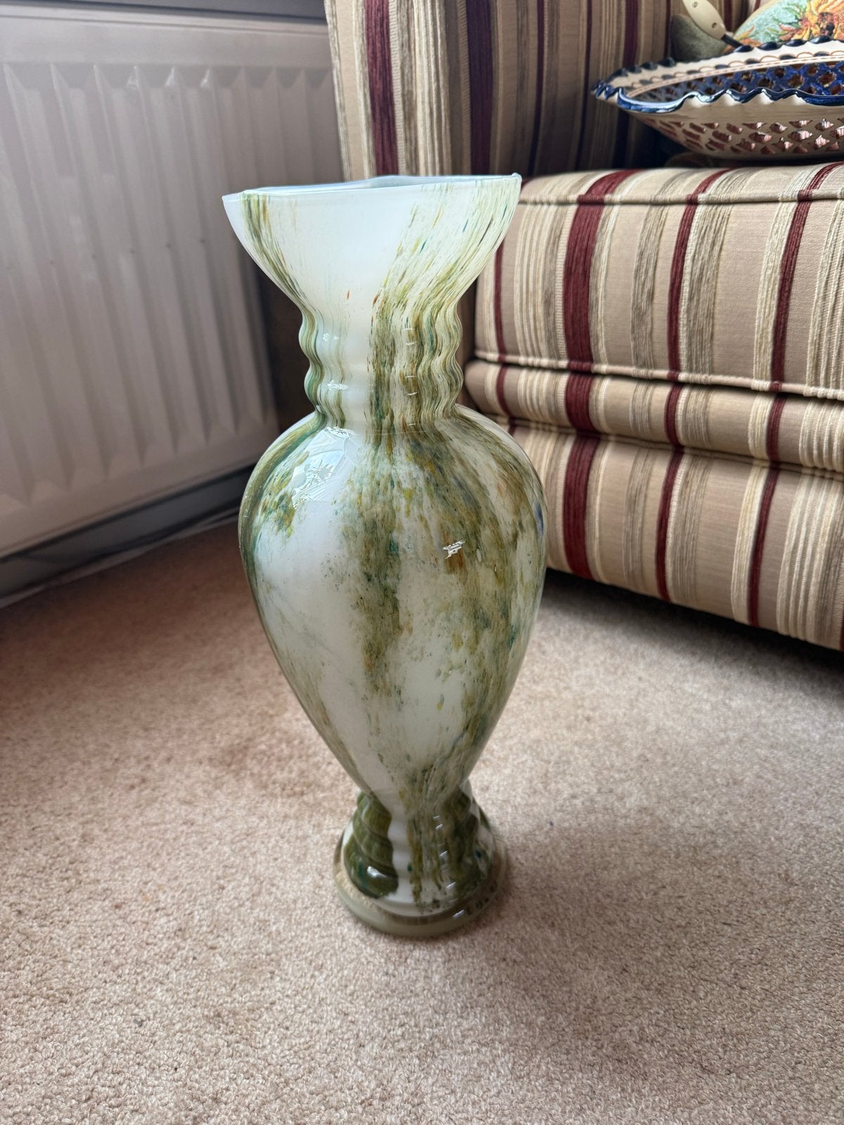 Vintage Empoli Stijl Vaas Glazen Vaas Jaren 60/70 Swirl, Antiek en Kunst, Ophalen