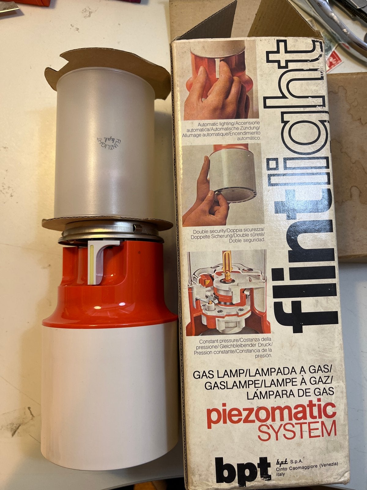 Vintage BPT Flintlicht gaslamp met piëzo-ontsteking, Ophalen of Verzenden