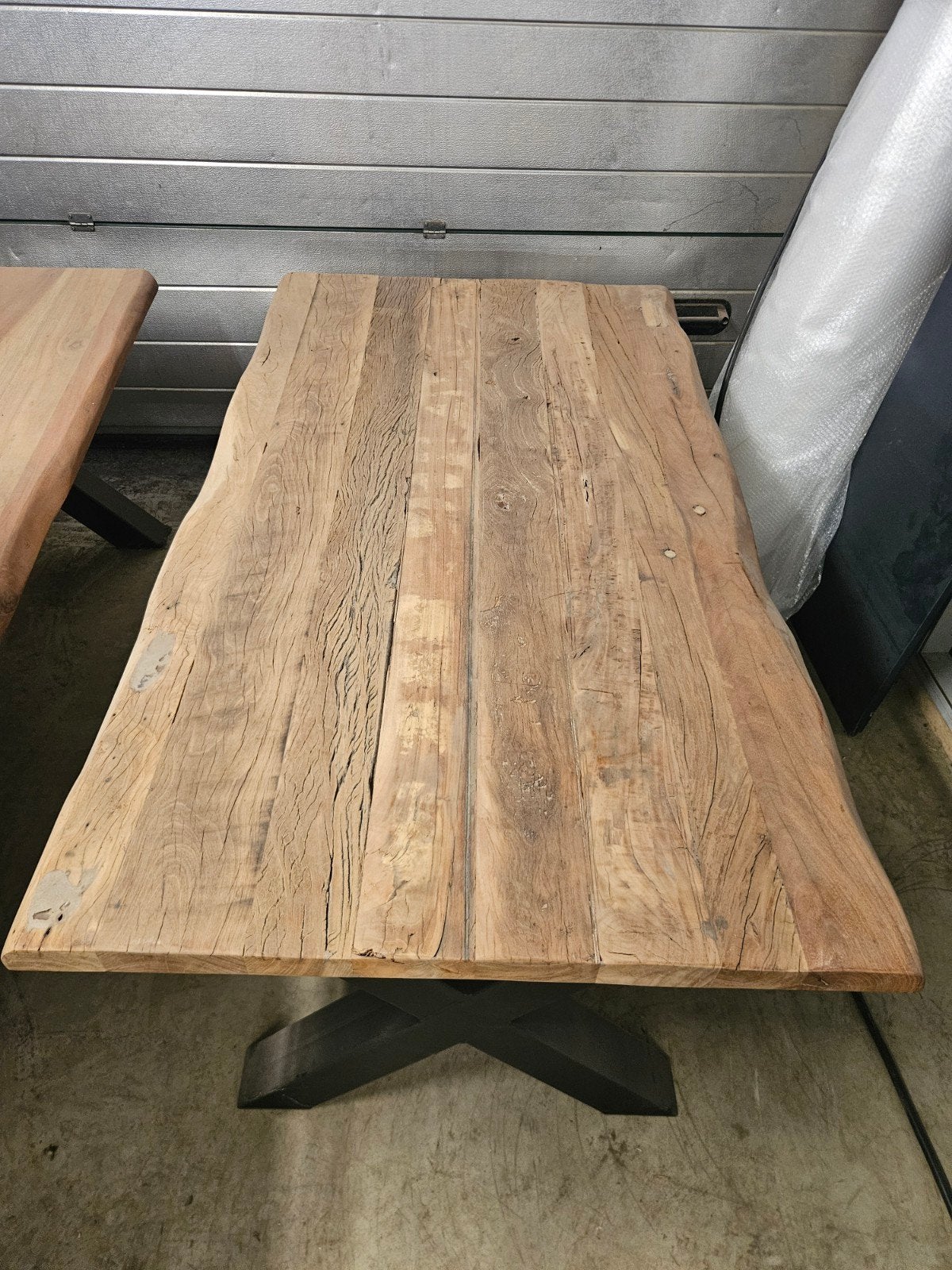 Boomstam tafel, massief blad 180cm, Nieuw, 50 tot 100 cm, 150 tot 200 cm, Rechthoekig
