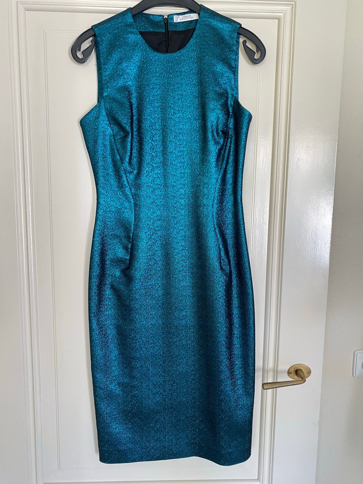 Versace Collection jurk in maat 36 (S), Kleding | Dames, Blauw, Ophalen of Verzenden, Zo goed als nieuw, Knielengte