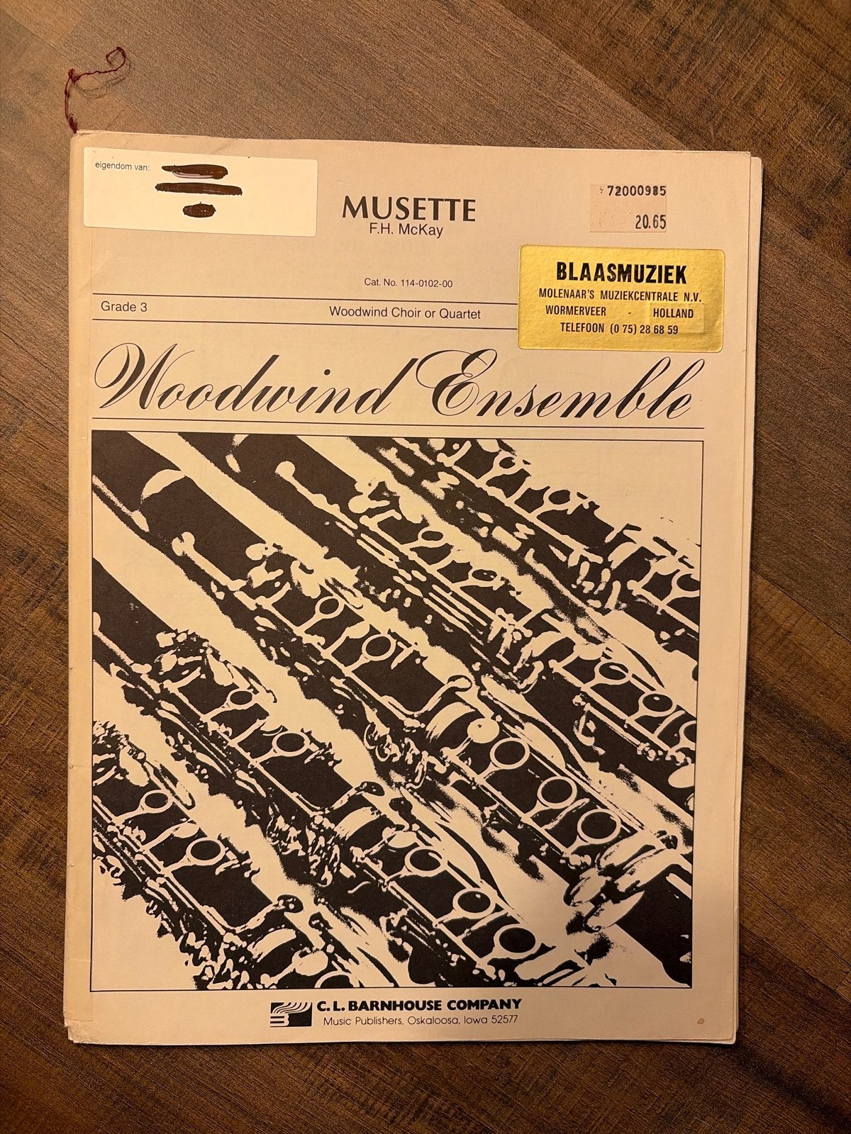 Musette F.H. McKay - Woodwind Ensemble (Blaasmuziek), Muziek en Instrumenten, Gebruikt, Klassiek, Ophalen of Verzenden, Dwarsfluit of Piccolo