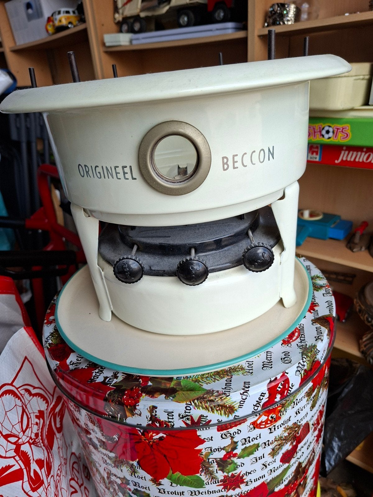 Originele Beccon Petroleumstel - Beige 3-pits, Antiek en Kunst, Ophalen of Verzenden