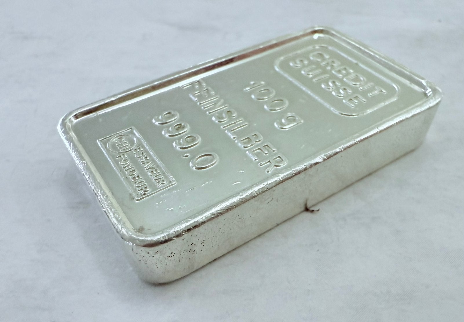 100 gram Zilverbaartje Credit Suisse / 999 zilver, Ophalen of Verzenden, Zilver