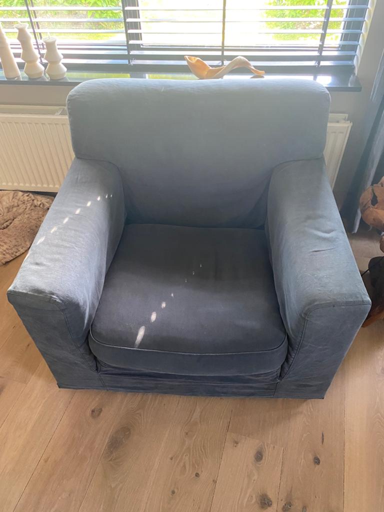 Gratis linteloo 3 zits, 2 fauteuils en een hocker, Ophalen of Verzenden, Gebruikt, 75 tot 100 cm, Stof