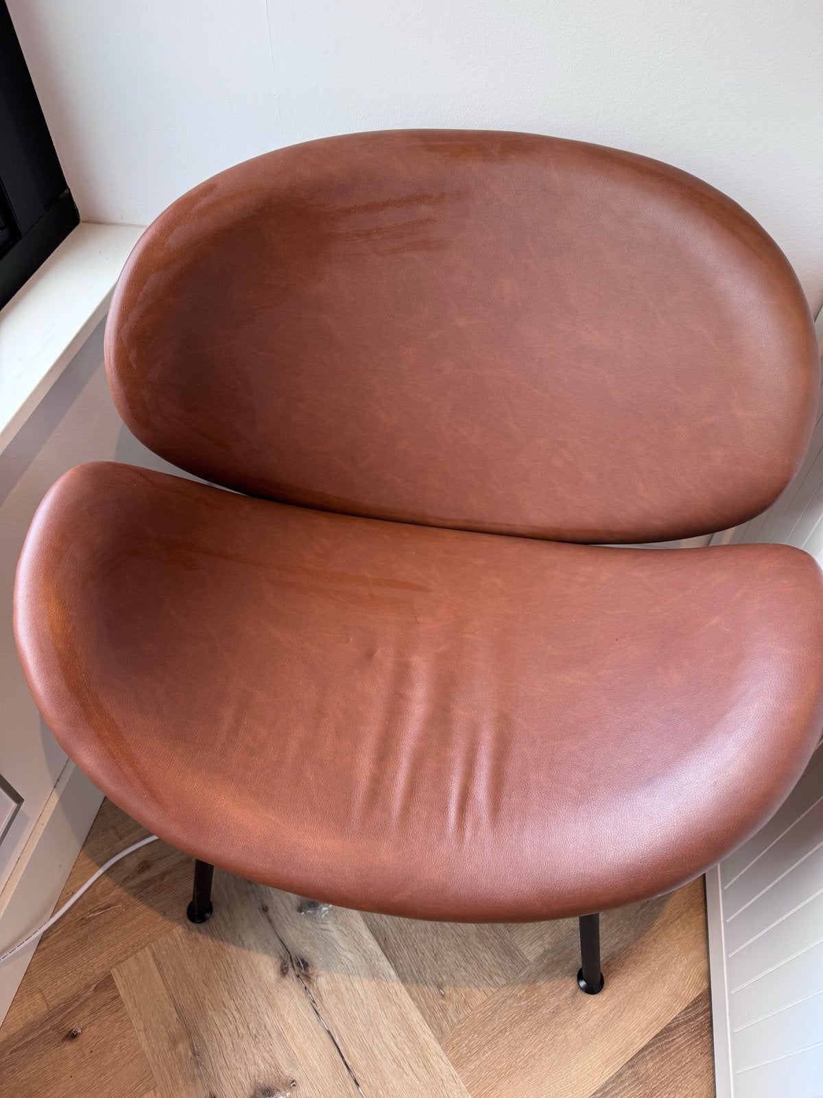 Mooie bruine stoel, 65x70 cm, Huis en Inrichting, Stoelen, Ophalen, Gebruikt, Bruin, Leer