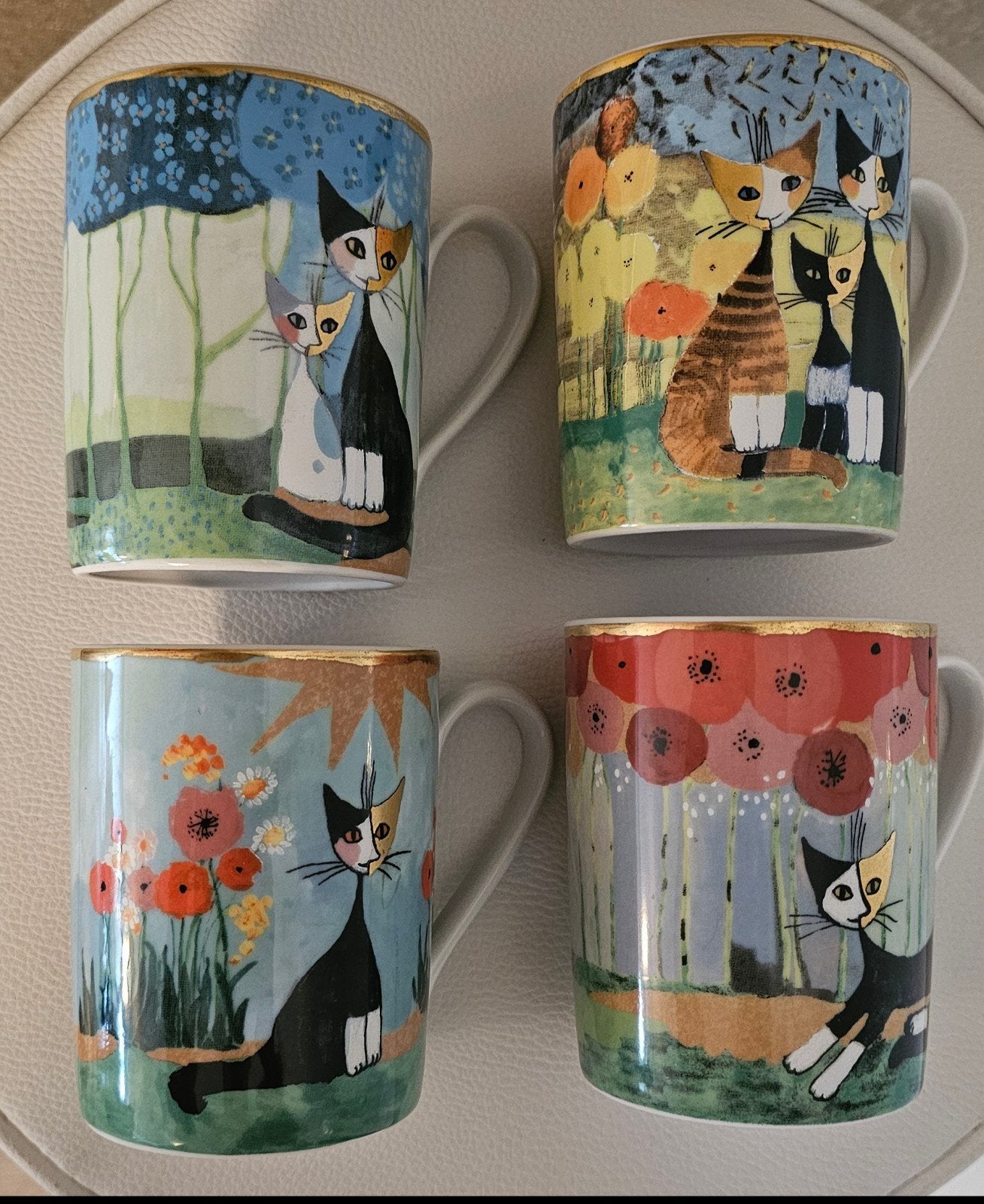 Goebel Rosina Wachtmeister Nero katten mokken set, Overige merken, Zo goed als nieuw, Modern, Porselein