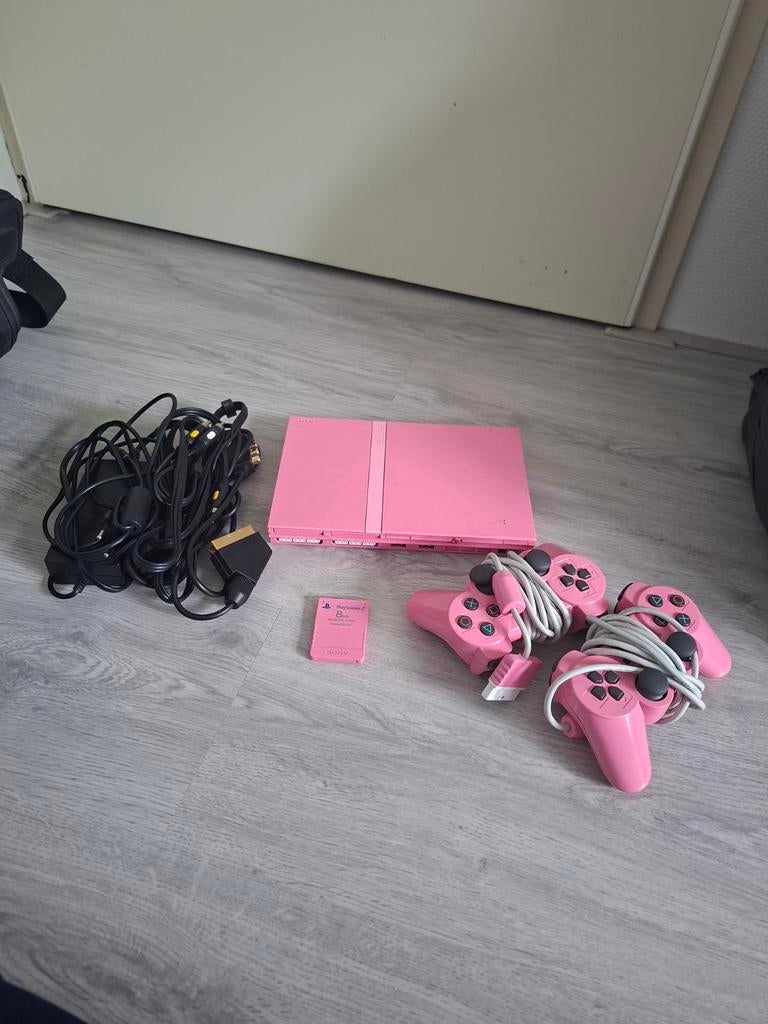 Playstation 2 mini pink, Spelcomputers en Games, Ophalen, Gebruikt, Met 2 controllers, Roze