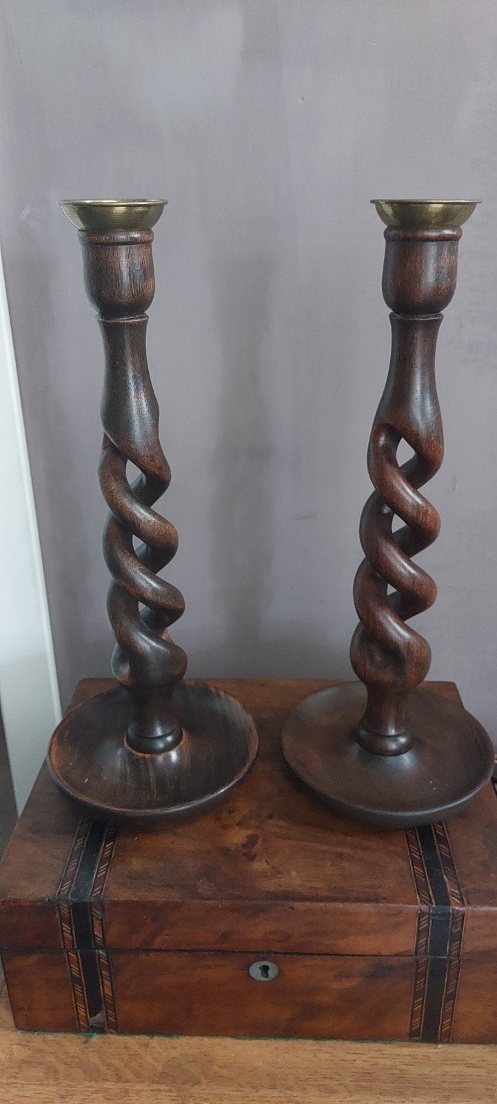 2 Barley Twist kandelaars, Antiek en Kunst, Ophalen of Verzenden