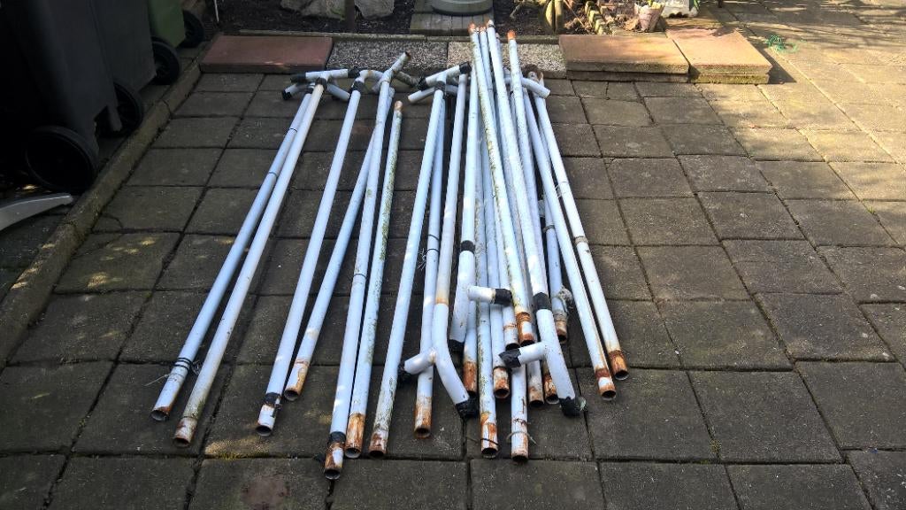 TE koop aangeboden partytent onderdelen 6x4 c.m.zonder doek, Tuin en Terras, Ophalen, Gebruikt