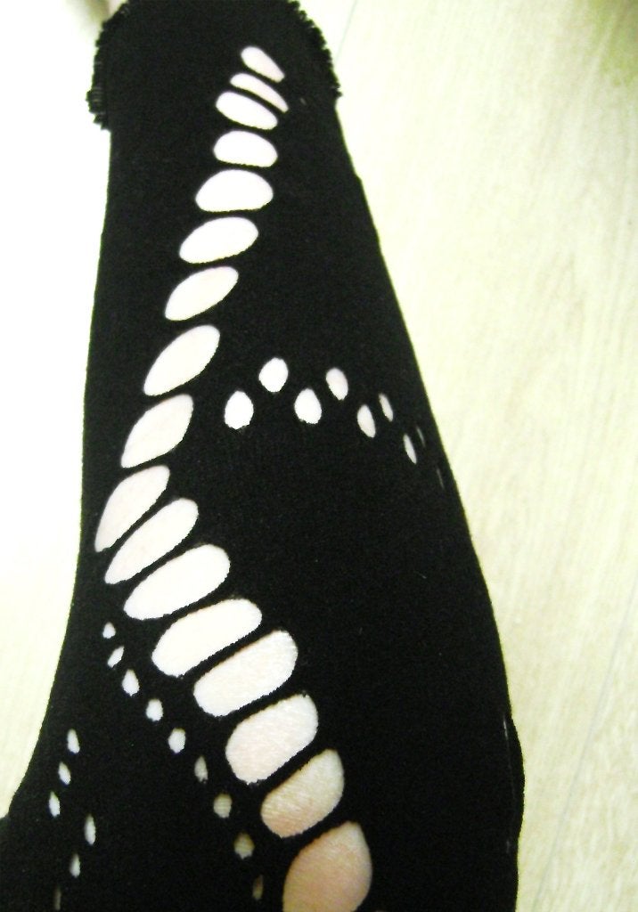 korte legging gaten gescheurd goth punk rock post-apoc rave, Legging, Maat 36/38 (S), Verzenden, Zwart