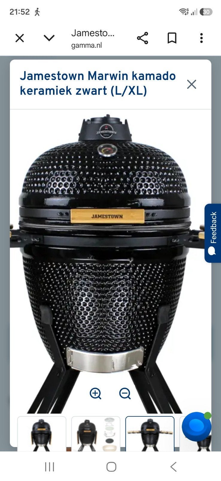 GEVRAAGD: Jamestown Marwin Kamado Keramische Grill L/XL Zwar, Ophalen, Gebruikt, Jamestown