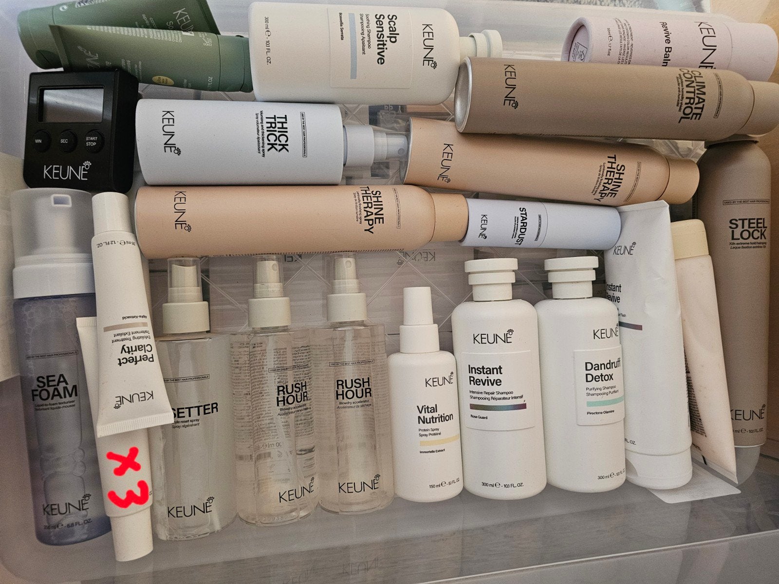 Grote partij Keune haarproducten - Diverse soorten, Ophalen of Verzenden, Zo goed als nieuw, Shampoo of Conditioner