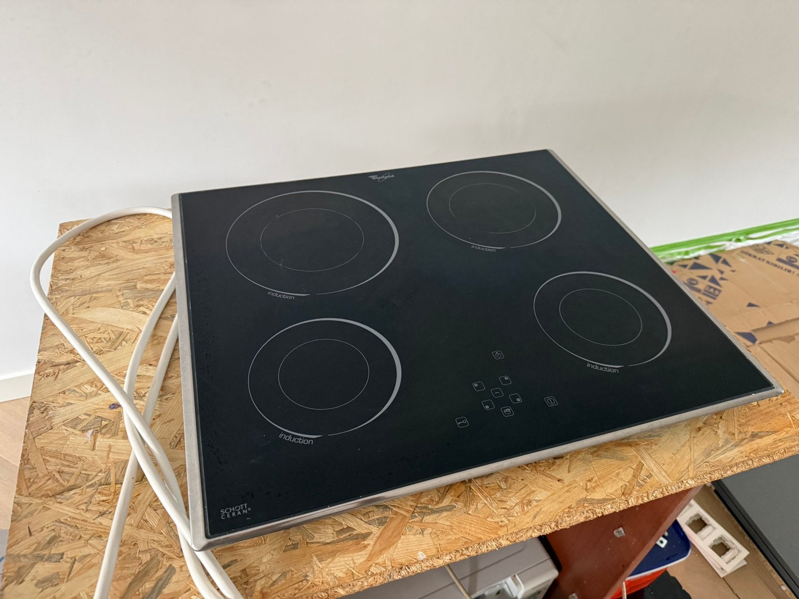 gebruikte Whirlpool inductiekookplaat met 4 kookzones., Ophalen, Gebruikt, 4 kookzones, Inbouw