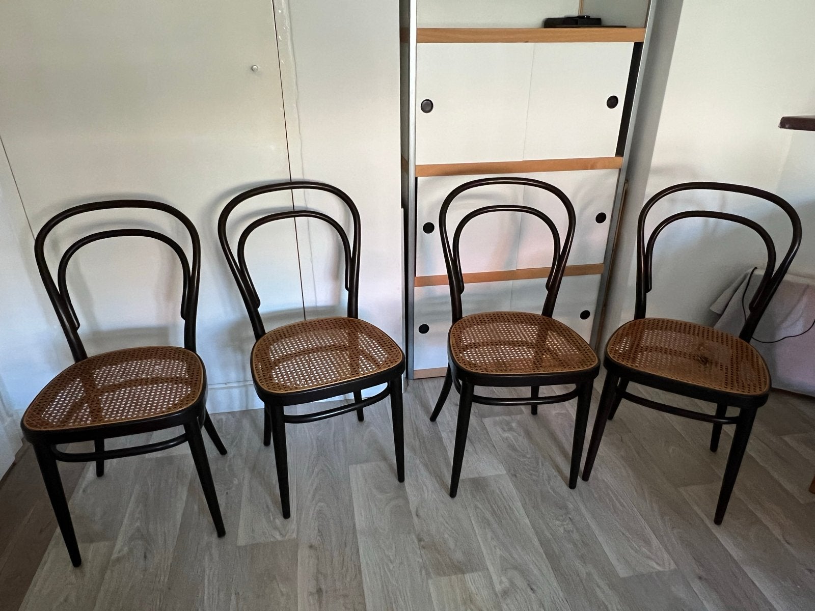 Set van 4 Thonet 80 stoelen met webbing zitting, Ophalen of Verzenden