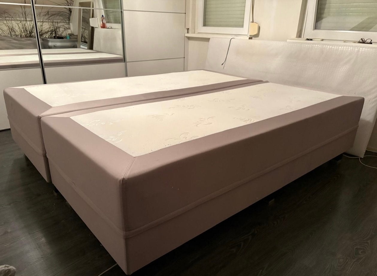 boxspring 210x180 swiss sense, Gebruikt, Bruin, Tweepersoons, Ophalen of Verzenden