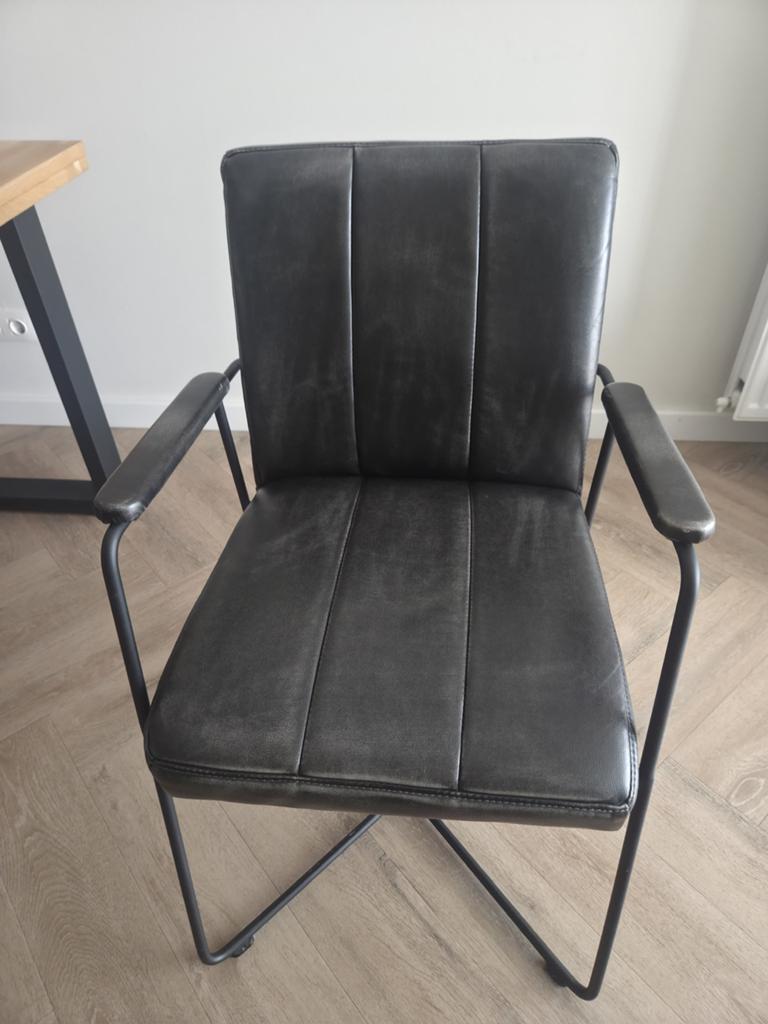 8 industriele eetkamerstoelen met armleuningen, Ophalen, Gebruikt, Zwart, Overige materialen