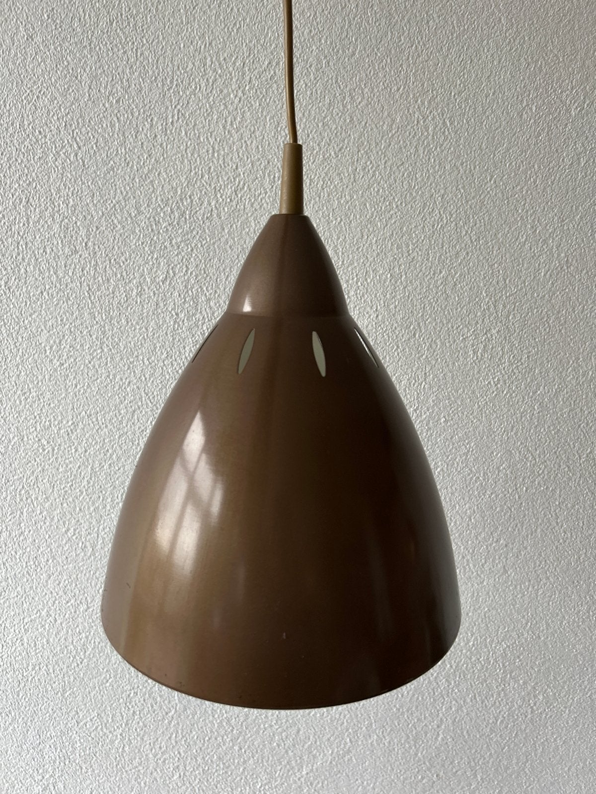 Vintage Bruine Hanglamp - Jaren '70 Design, Ophalen, Gebruikt, Metaal, E27 (groot)