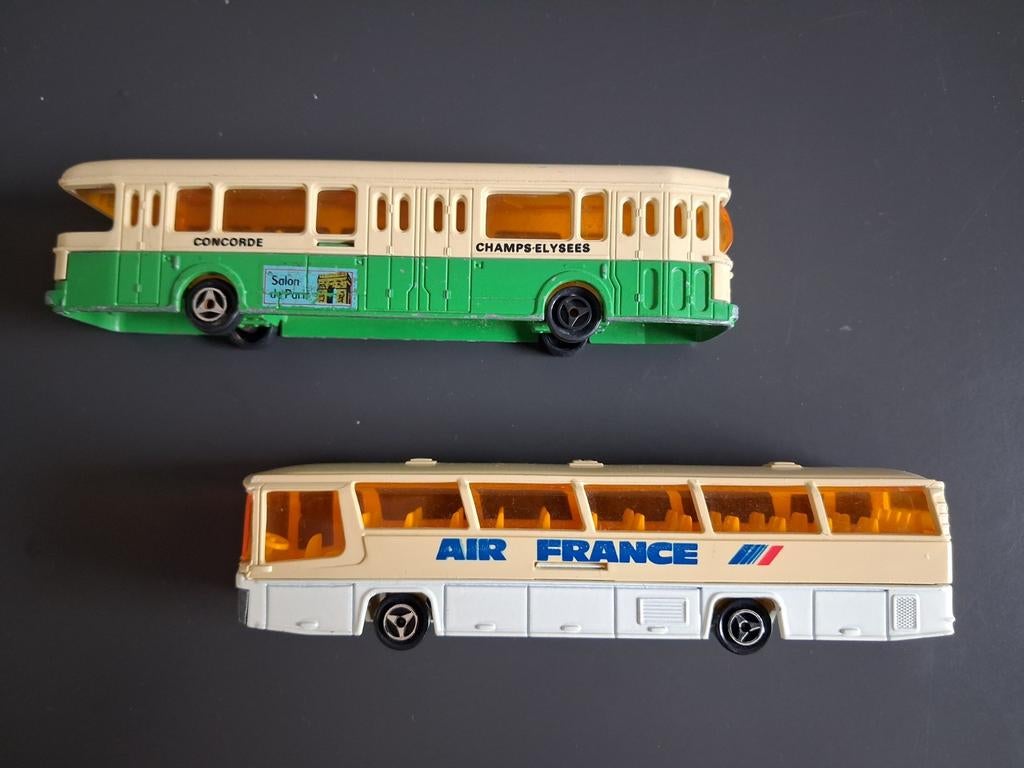 Majorette Autobus Bus 2x Vintage - Air France & Concorde, Ophalen of Verzenden, Gebruikt
