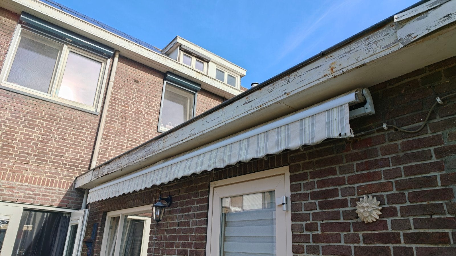 in ruil voor chocola Knikarmscherm - Beige/Bruin gestreept z, Ophalen, Gebruikt, 450 cm of meer, Knikarmscherm