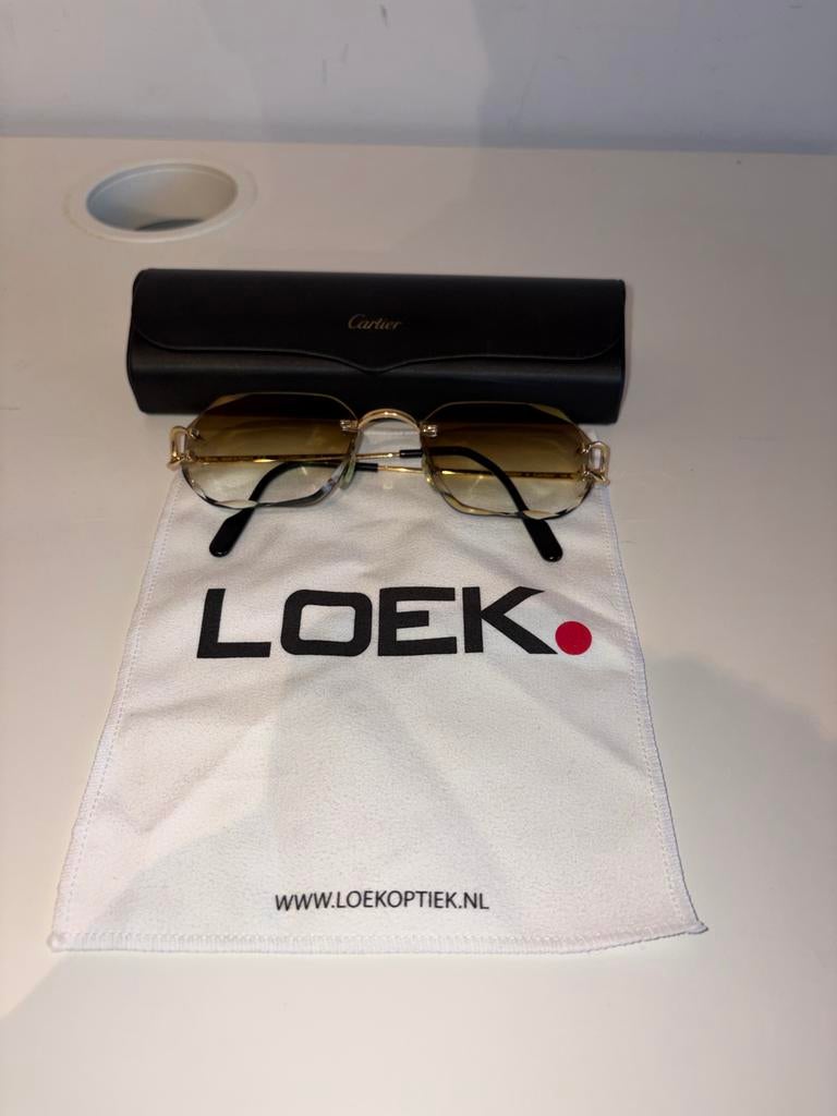 Cartier Zonnebril - Goudkleurig met Bruine Glazen, Zonnebril, Bruin, Zo goed als nieuw, Ophalen
