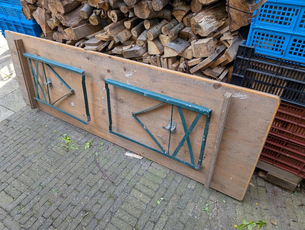 Biertafel met banken, Tuin en Terras, Picknicktafels, Ophalen, Gebruikt, Inklapbaar, Rechthoekig