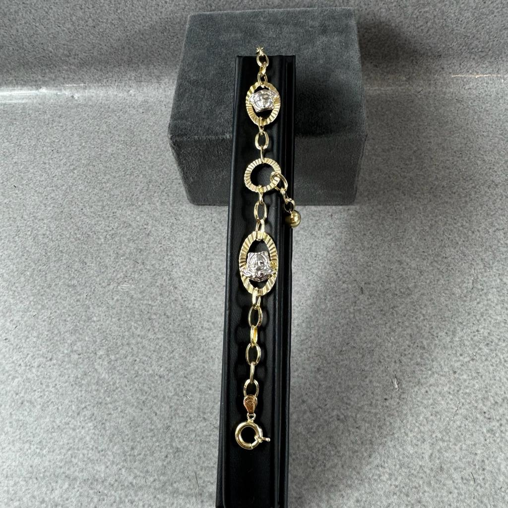 Gouden Armband | 14k | 5,02g | bicolor medusa |19cm | 408080, Gebruikt, Ophalen of Verzenden, Met bedels of kralen, Goud