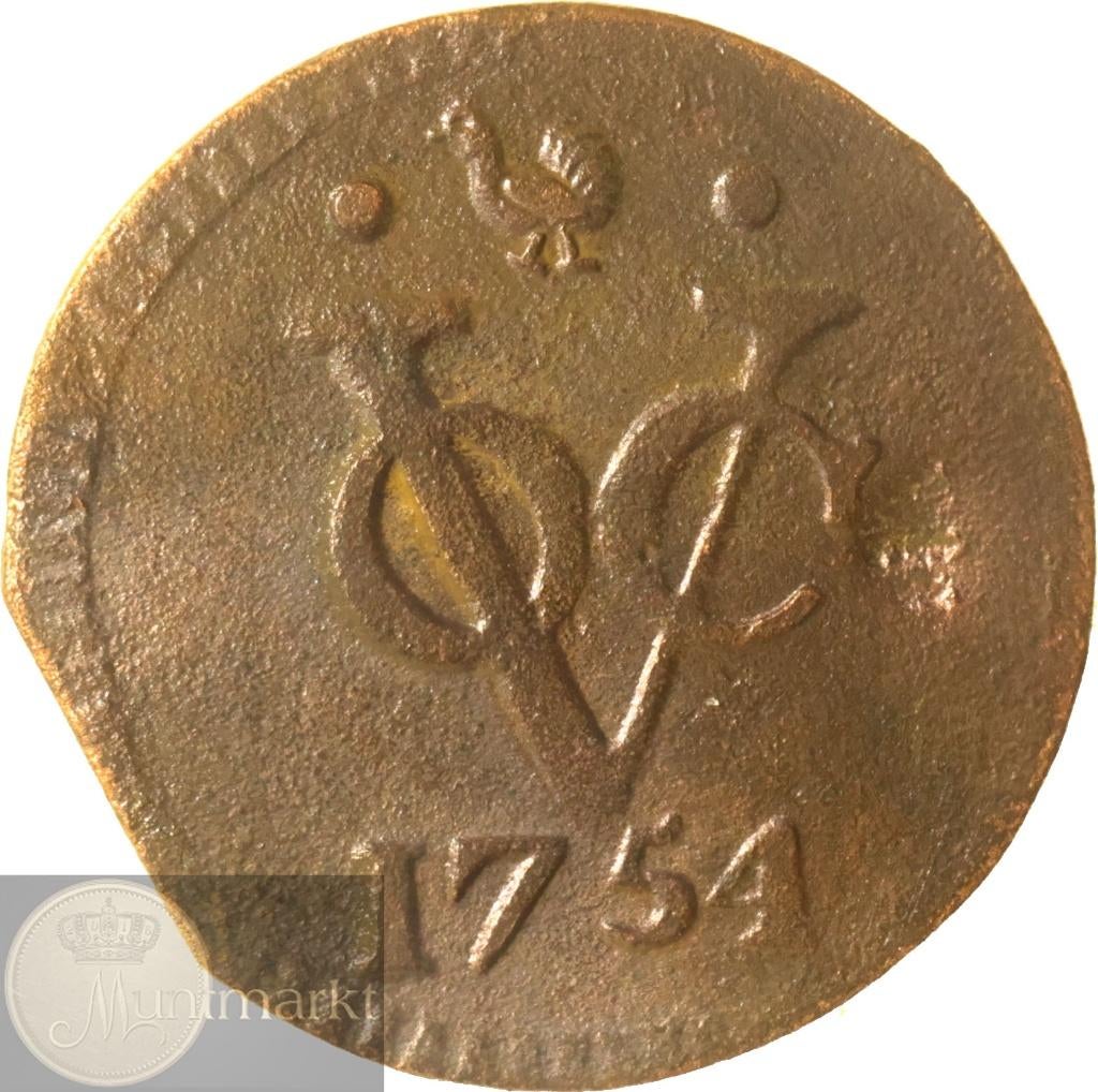 V.O.C. - West-Friesland - Duit 1754, Postzegels en Munten, Munten | Nederland, Ophalen of Verzenden, Vóór koninkrijk, Overige waardes