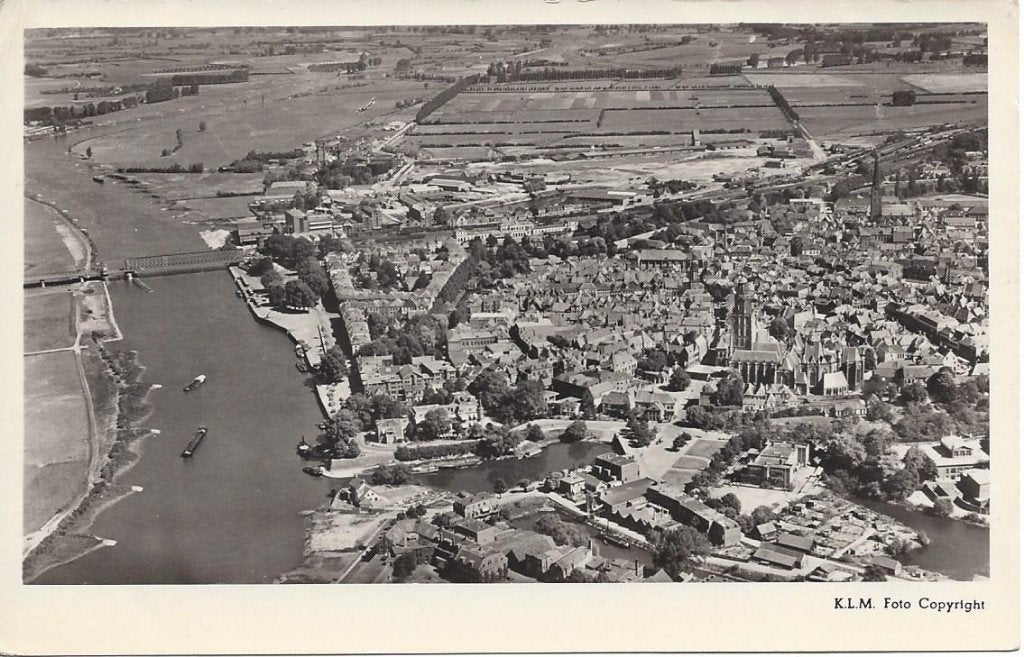 Zutphen (Gld.) Panorama, KLM Foto, 1948, Ophalen of Verzenden, 1940 tot 1960, Ongelopen, Gelderland
