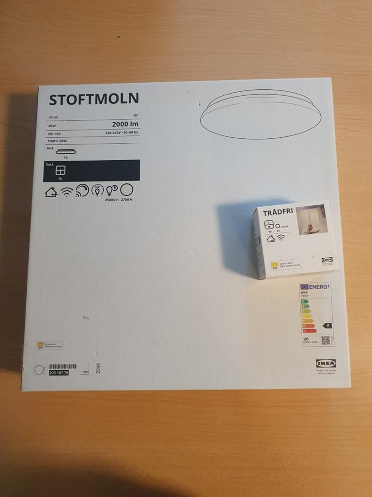 Nieuw Ikea Stoftmoln plafondlamp + Tradfri dimmer, Huis en Inrichting, Lampen | Plafondlampen, Nieuw, Overige materialen, Ophalen of Verzenden