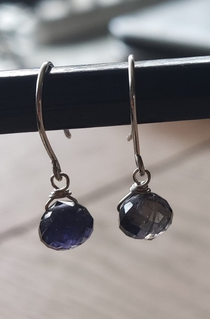handgemaakte oorbellen echt zilver en ioliet, Sieraden, Tassen en Uiterlijk, Oorbellen, Hangers, Nieuw, Met edelsteen, Zilver