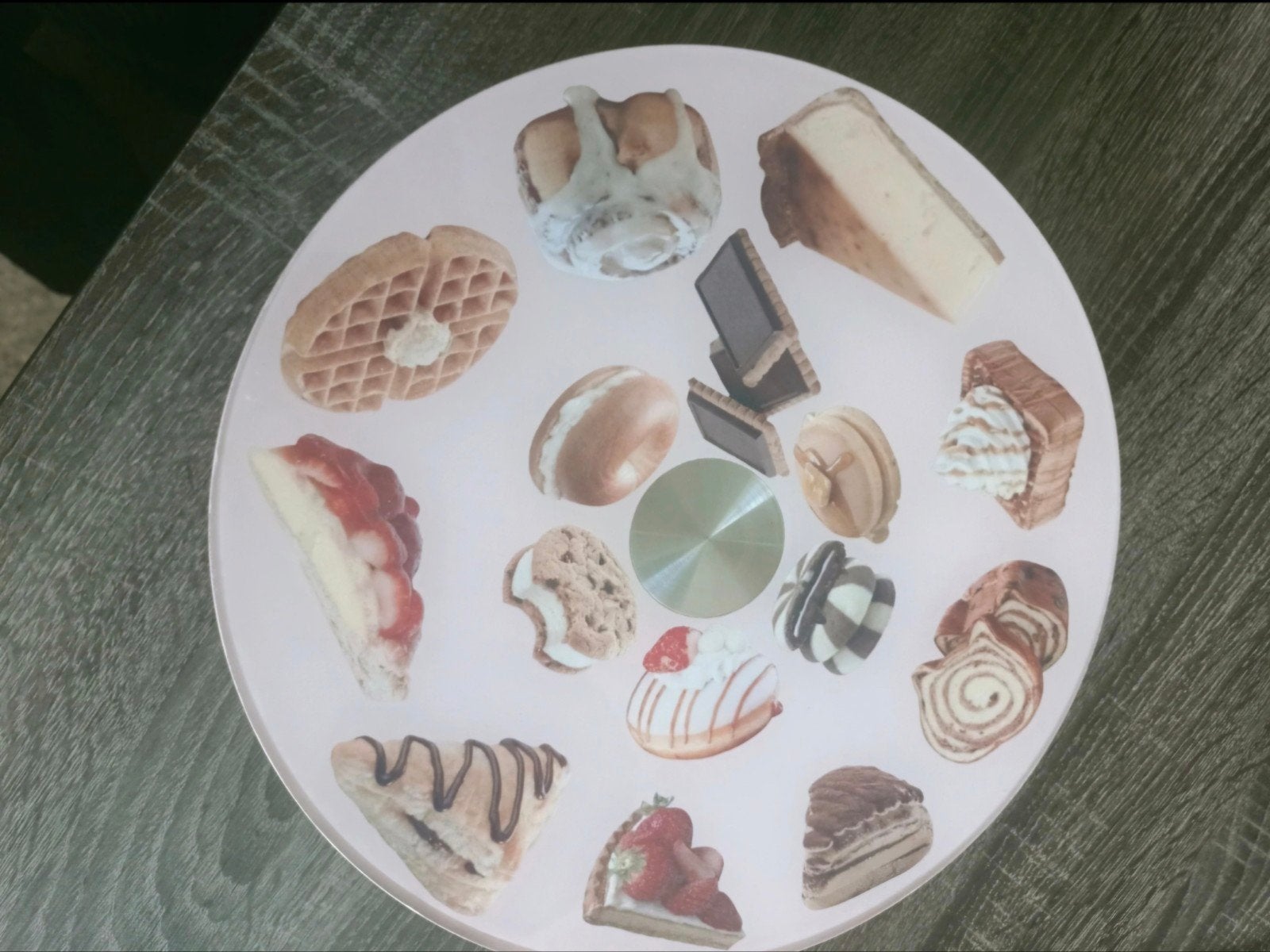 Draaiplateau / Etagère met gebakjes print, Overige typen, Ophalen of Verzenden, Zo goed als nieuw, Meerkleurig