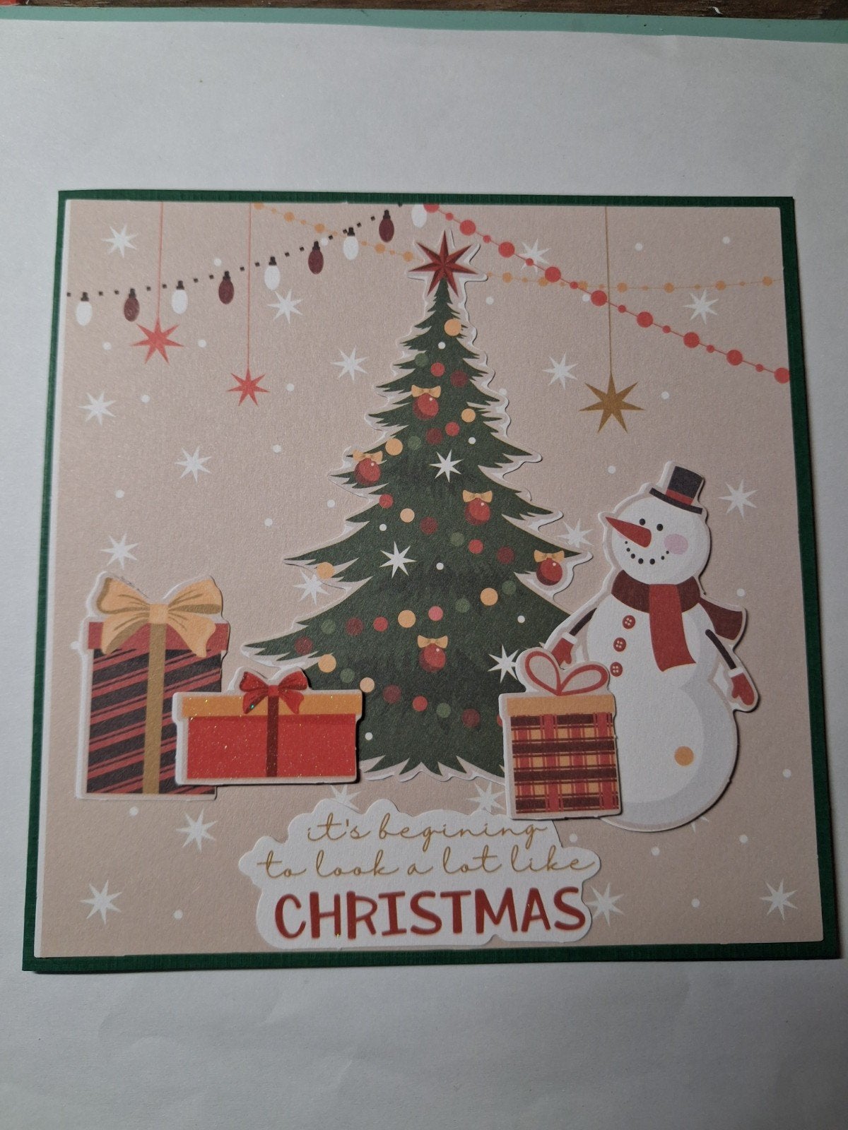 kaart kerst kerstboom en sneeuwpop, Ophalen of Verzenden, Nieuw, Kerst