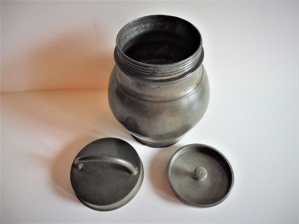 Tinnen gortpot / bouillon pot medicinaal 1875 1900 veldfles, Antiek en Kunst, Ophalen of Verzenden