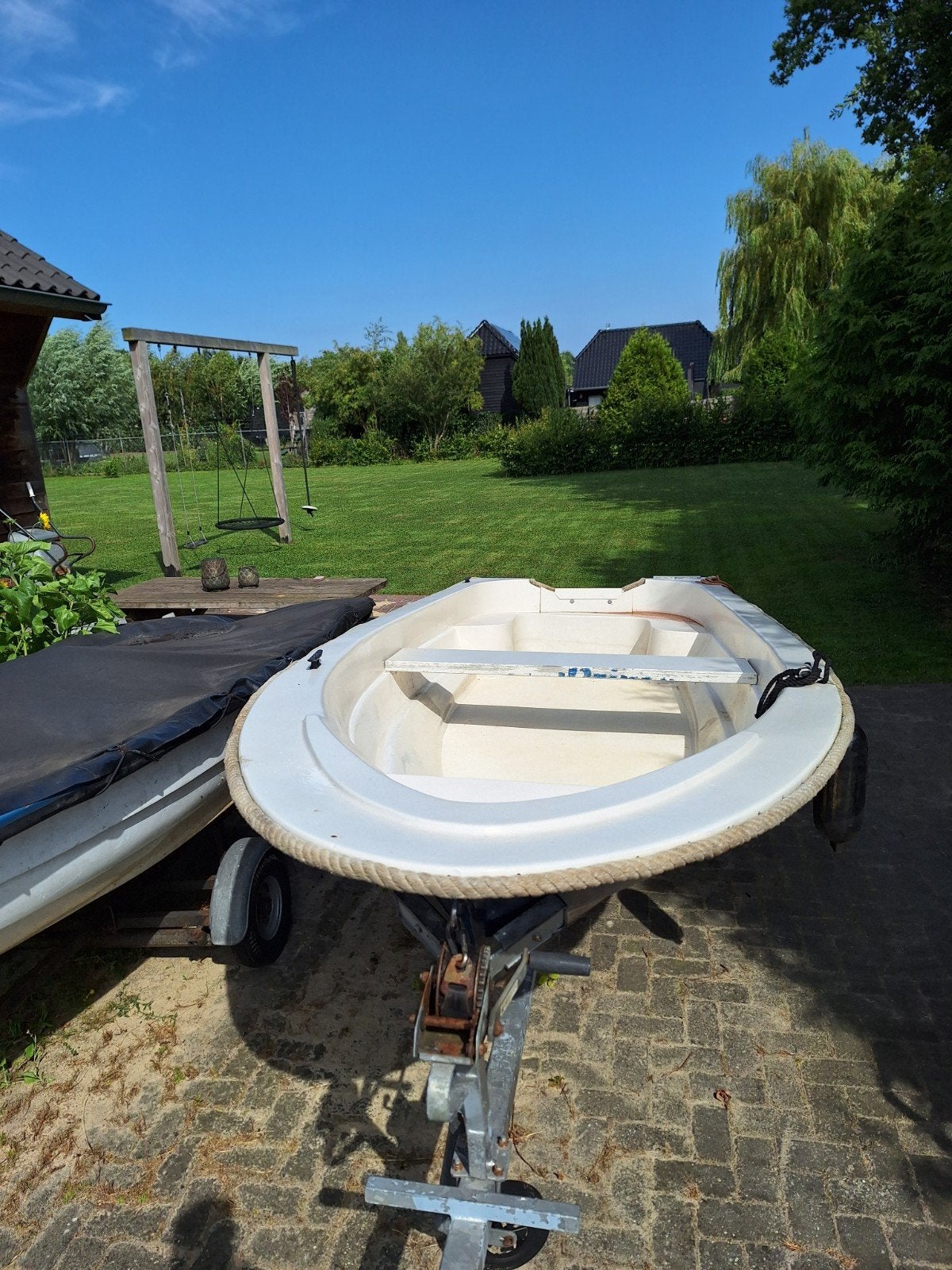 Polyester boot Placom 400 met trailer en Yamaha 4pk motor, Ophalen, Overige merken, Gebruikt, Tot 10 pk