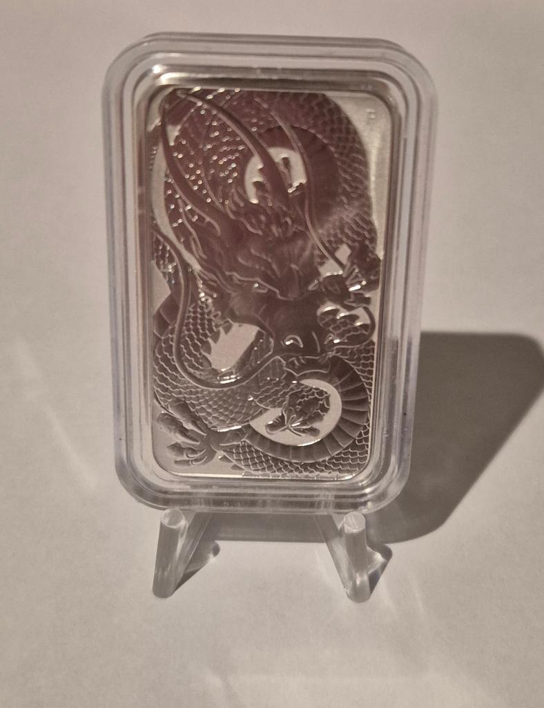 Perth Mint Dragon 2021 – 1 oz zilverbaar, Ophalen of Verzenden, Zilver