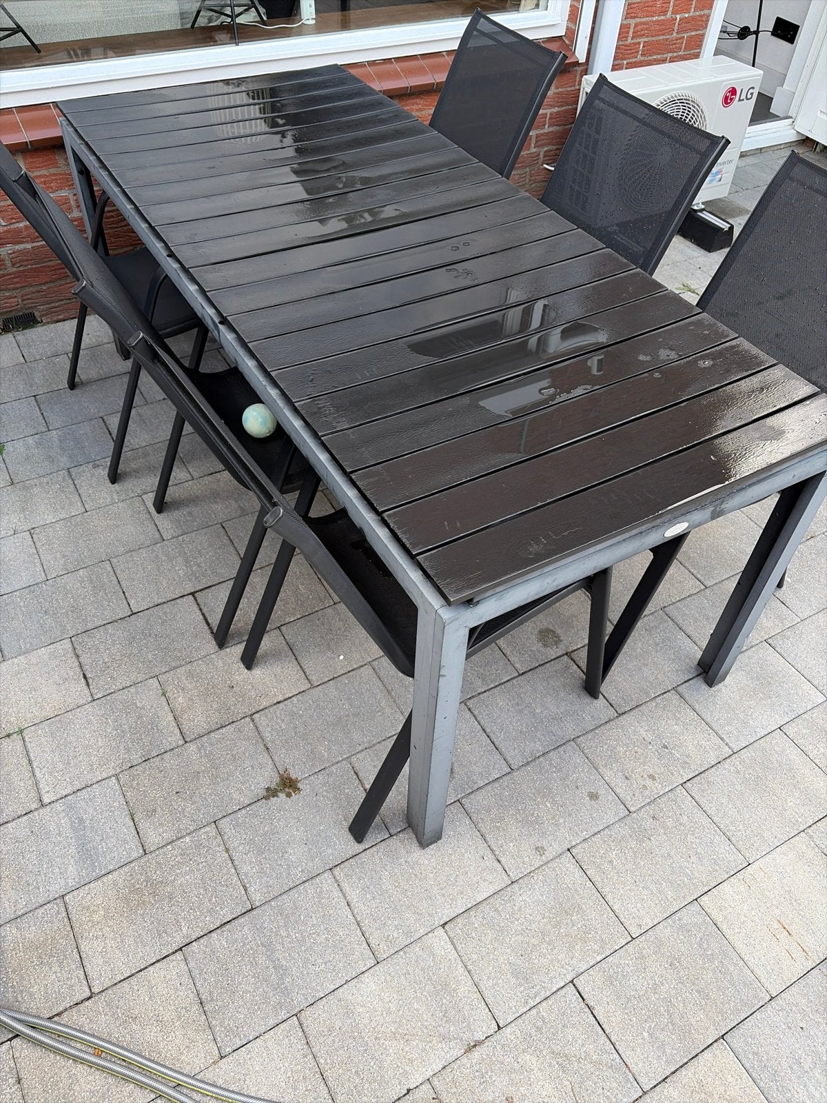 Robuuste buitentafel 200x85 cm - Exclusief stoelen, Tuin en Terras, Tuintafels, Ophalen, Gebruikt, Rechthoekig, Metaal
