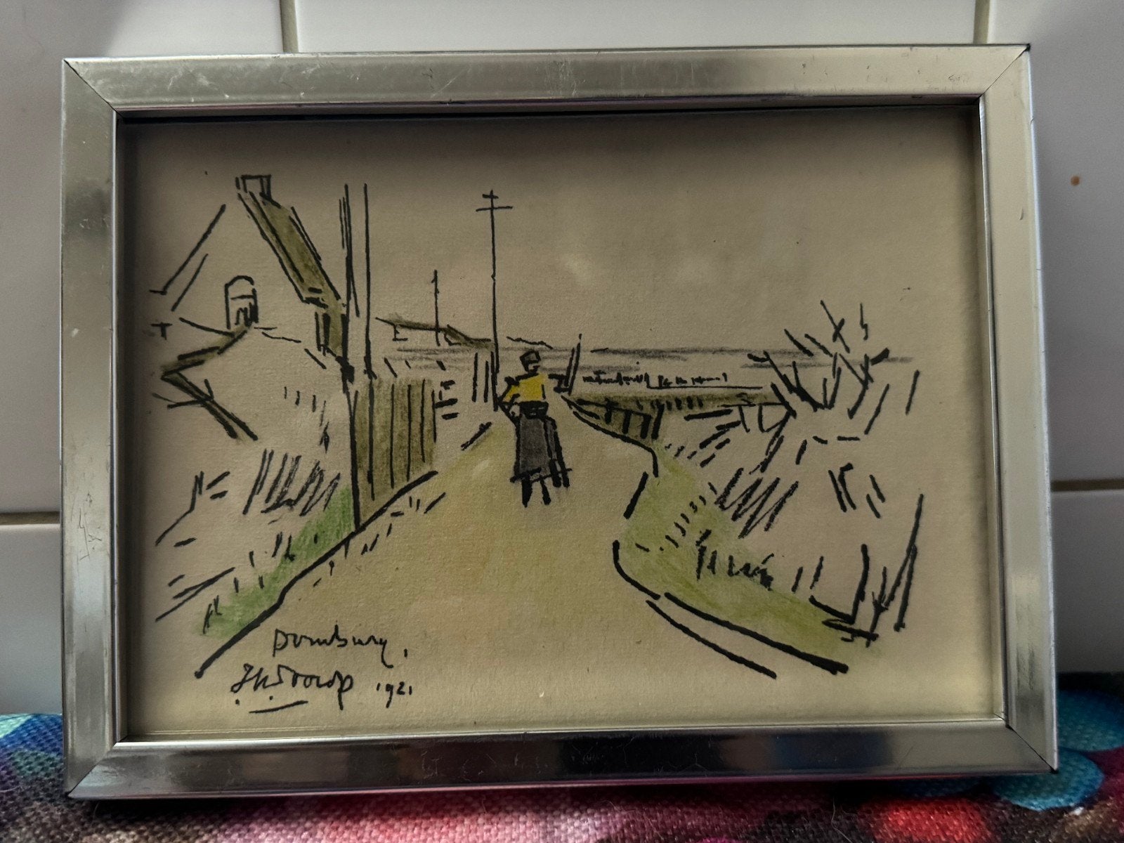 Kleuren tekening Domburg 1921 - j.Toorop, Ophalen of Verzenden, Tekening, Gemengde techniek, Ingelijst