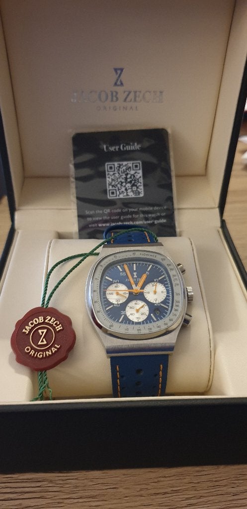 Mooie heren horloge Jacob zech ''florence'', Overige merken, Leer, Polshorloge, Ophalen of Verzenden
