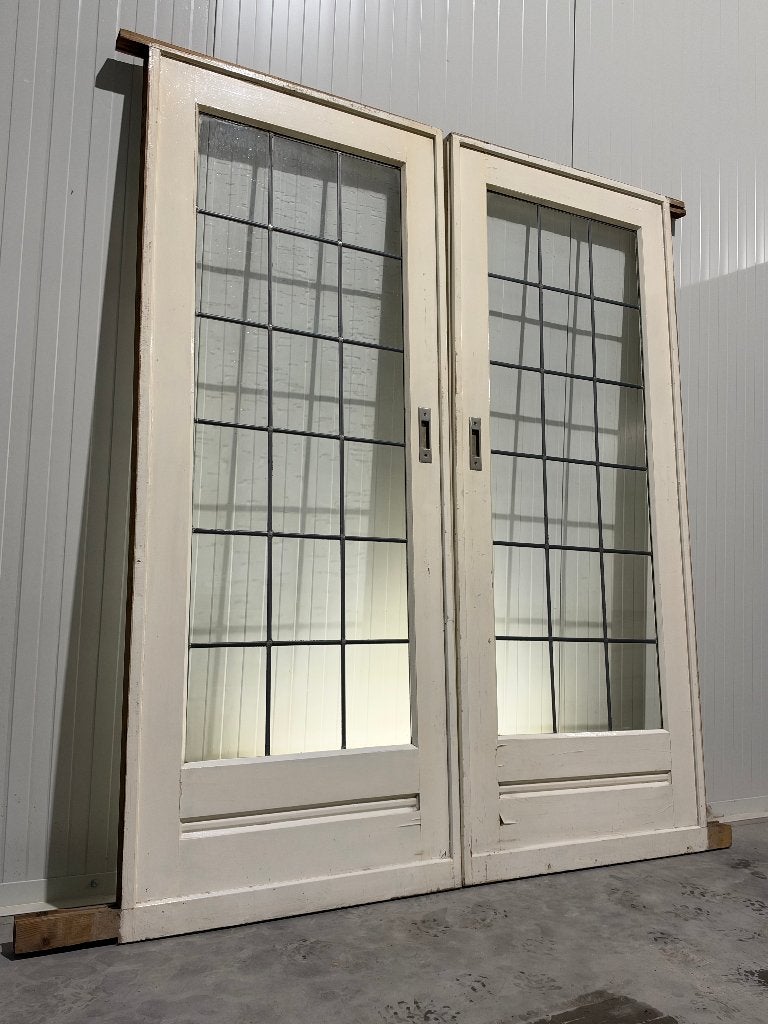 Set schuif / en-suite deuren met glas in lood 202x163cm., Ophalen