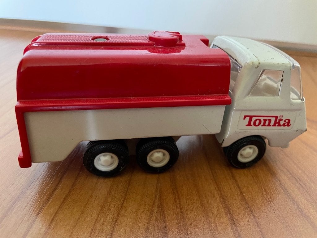 Tonka rood-witte vrachtwagen vintage, Ophalen, Gebruikt