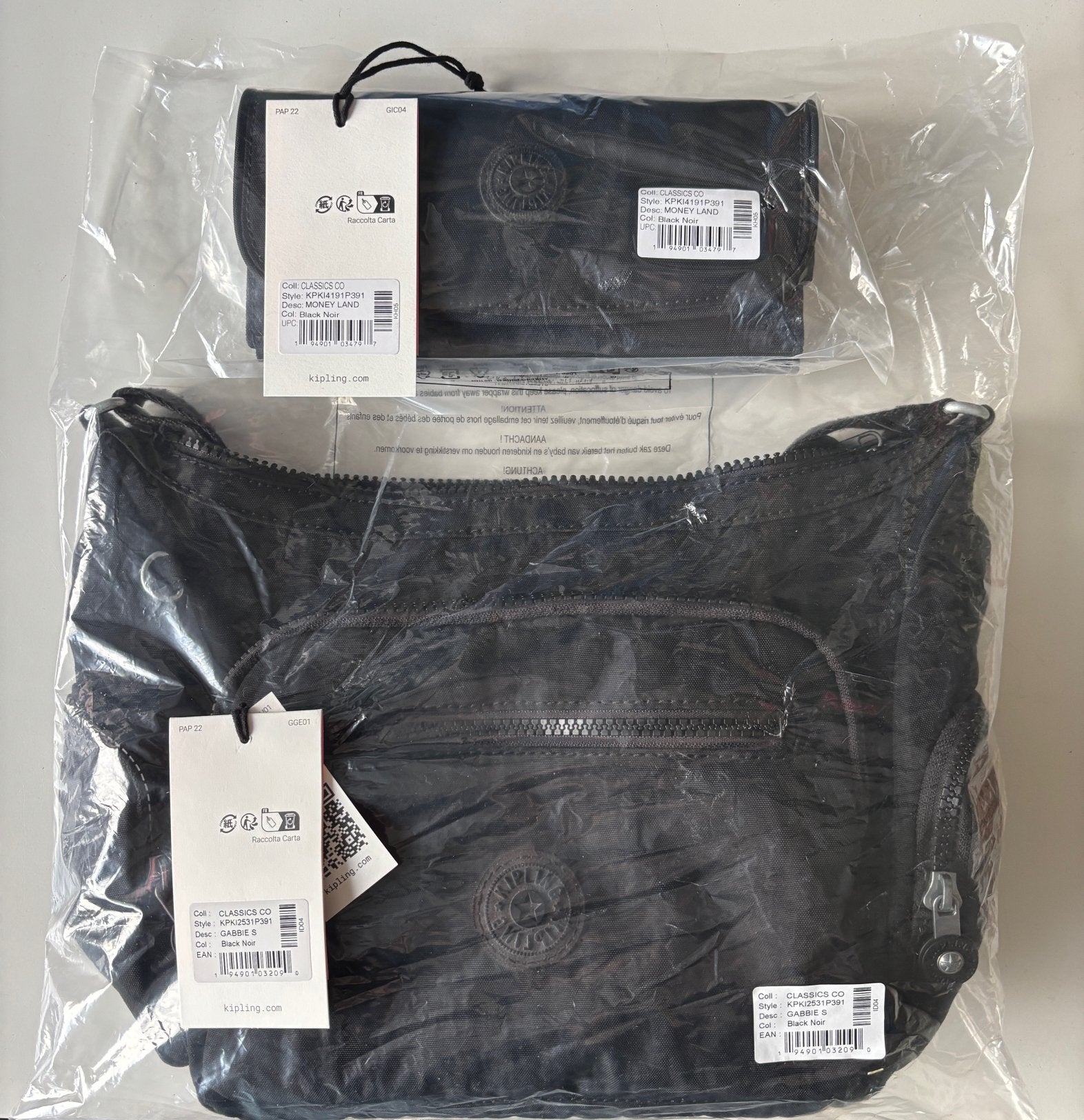 KIPLING Crossbodytas (Gabbie S) en Portemonnee - Zwart/Black, Ophalen of Verzenden, Zo goed als nieuw, Zwart, Overige typen