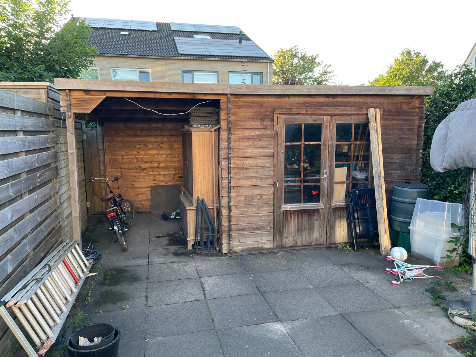 Houten tuinhuis met overkapping, Ophalen, Tuinhuis, 250 tot 500 cm, 2 ramen