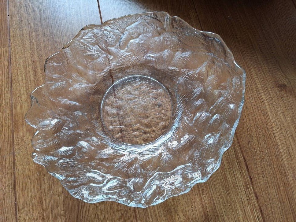 Vintage Pukeberg IJsglas Schaal Jaren '70., Schaal, Ophalen of Verzenden, Handgemaakt, Glas