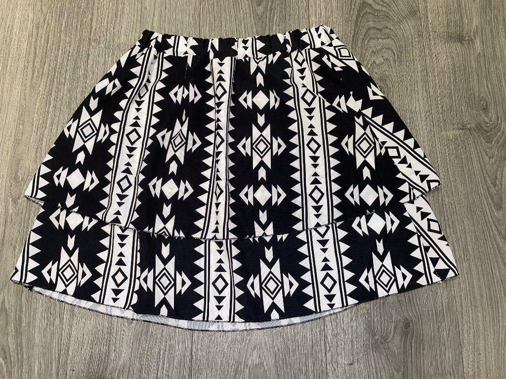 Dames boho zwart wit print skater ruffle layer rok mt M, Maat 38/40 (M), Made in Italy, Zwart, Ophalen of Verzenden