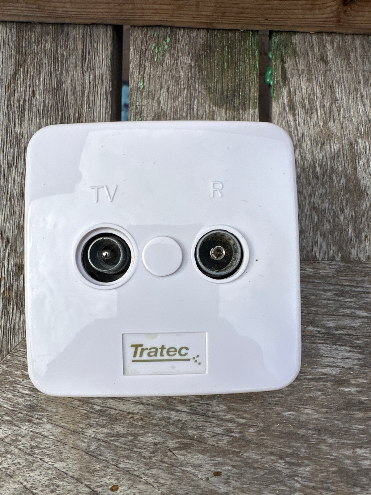 Tratec TV/R Coax Wandcontactdoos - Wit, Ophalen of Verzenden, Gebruikt, Minder dan 2 meter, Coaxiale kabel