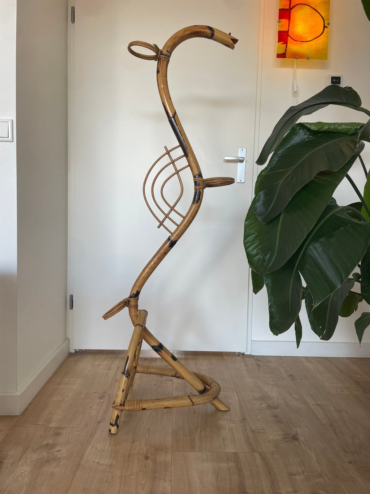 Vintage slangen bamboe plantenhouder, Ophalen